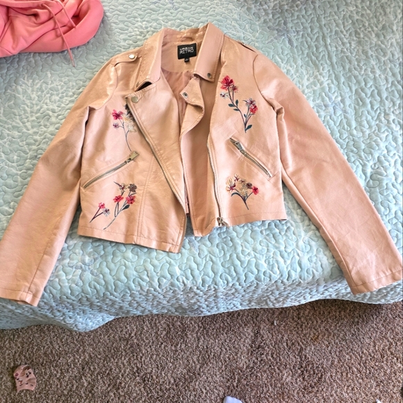Topshop Jackets & Blazers - Embroidered Pink Jacket